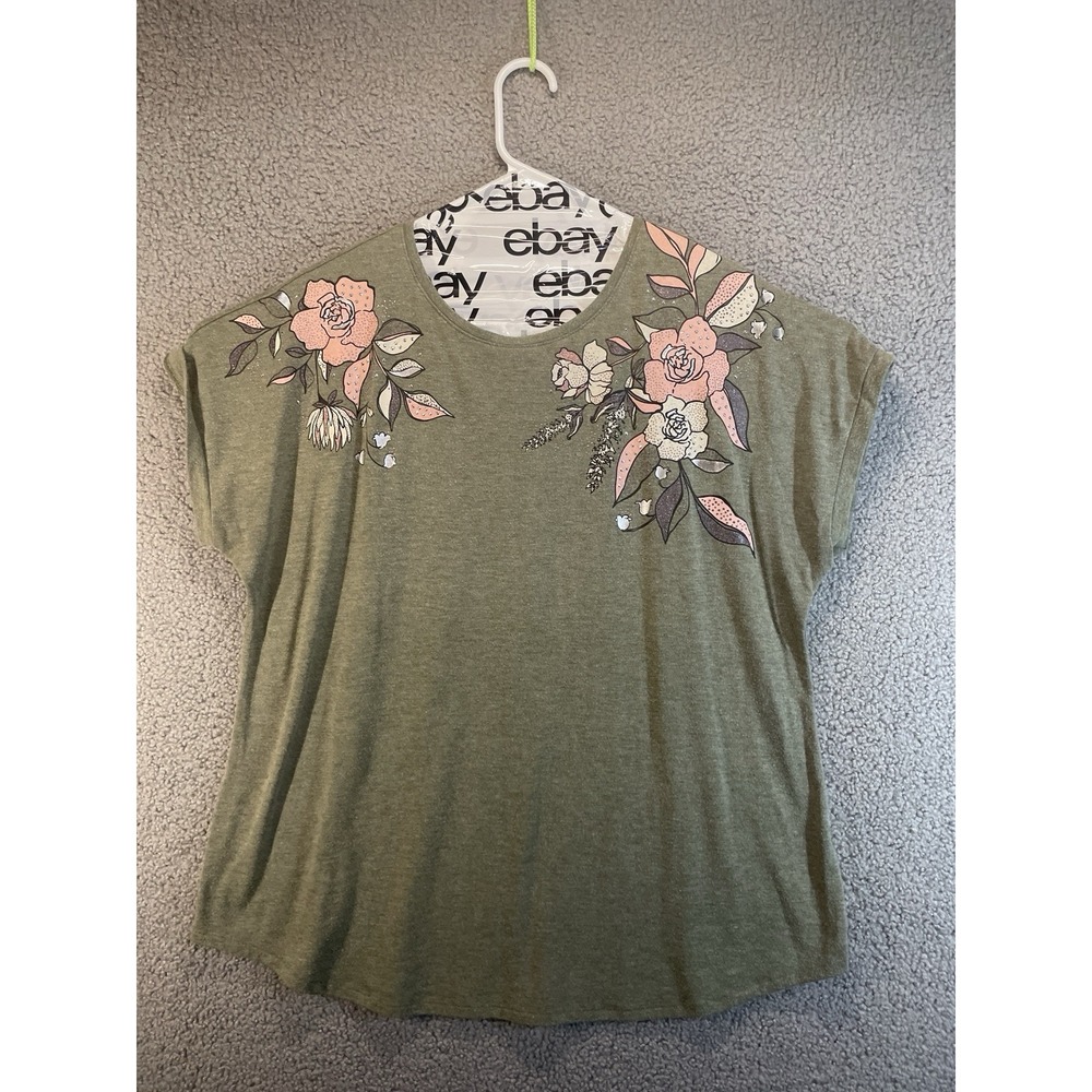 Apt. 9 Essentials Pull Over Shirt Womens XL Gray  Short‎ Sleeve